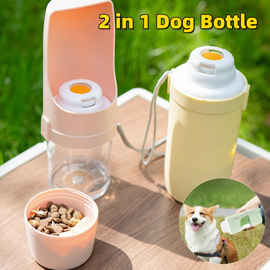 2-in-1 Pet Water Bottle & Food Container – Travel Feeder for Dogs, Cats & Pets