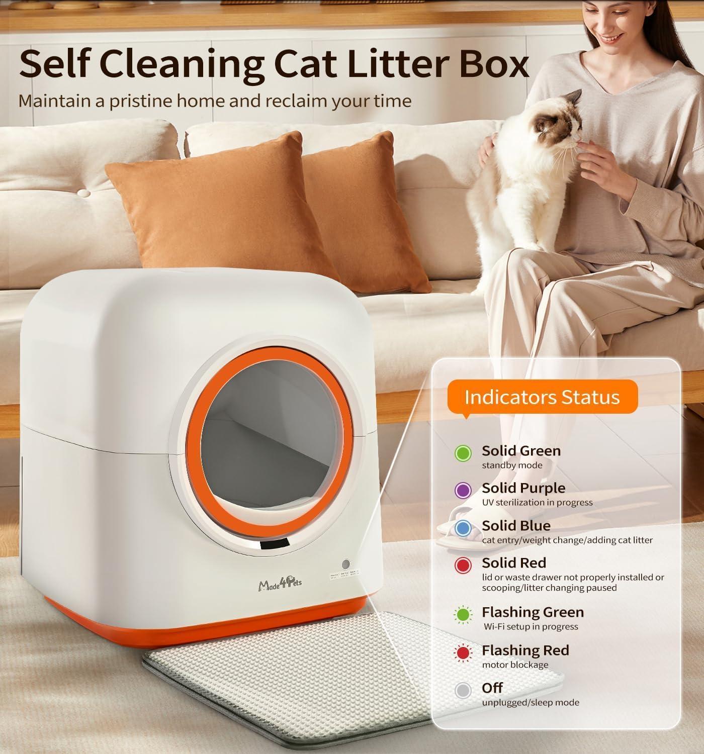 60L Automatic Cat Litter Box, Smart App Control, Deodorizing, Infrared Sensor, Suitable For Multiple Cats