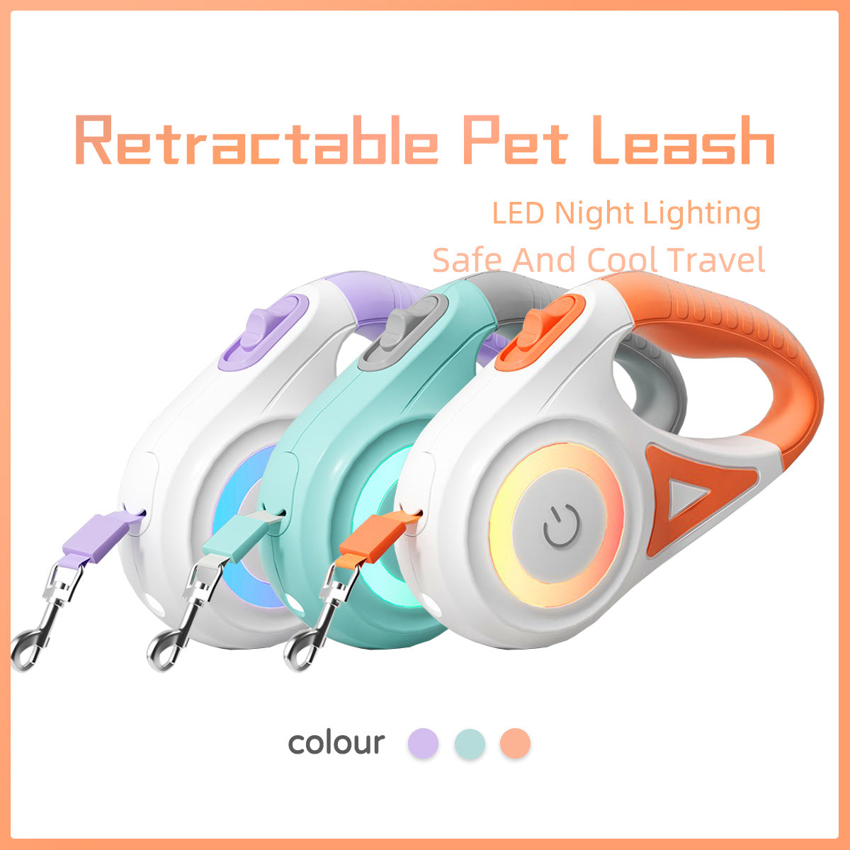 Dog Retractable Leash with Spotlight plus dog collar