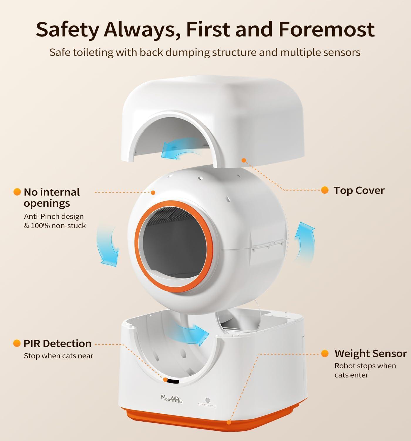 60L Automatic Cat Litter Box, Smart App Control, Deodorizing, Infrared Sensor, Suitable For Multiple Cats